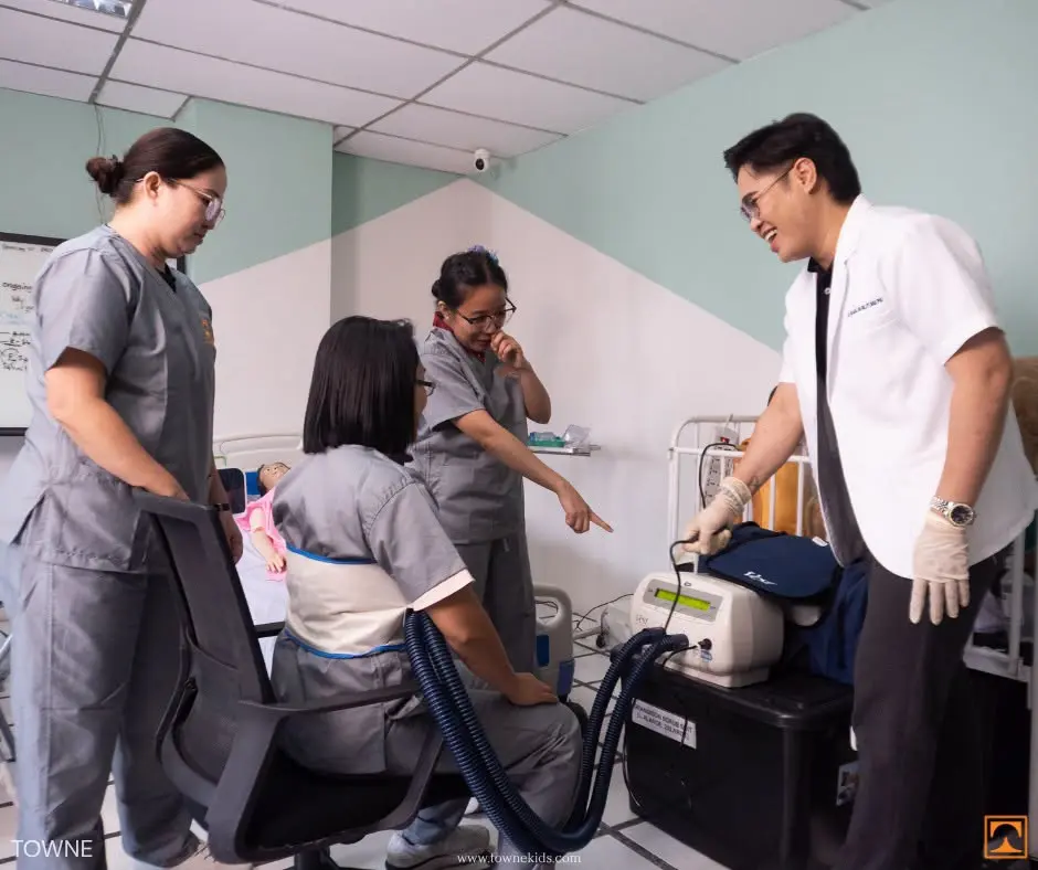 Towne Kids Filipino nurses hands-on clinical training Chest Vest equipment July 2026